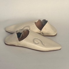 Kids babouche Leather slippers moroccan Traditional Leather Beige Size 30