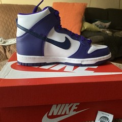 Big Kid’s Nike Dunk Hi White/Midnight Navy (DH9751 100) – 5
