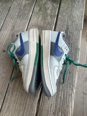 Size 6Y (GS) Nike Air Force 1 Light Silver/Deep Royal FB9035-001 Defects/No Box
