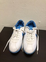 Nike 315931-142 white/blue low top lace up Shoes SZ 5.5 Youth leather upper
