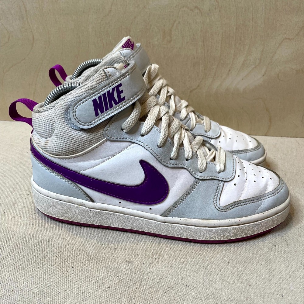 Nike Court Borough Mid 2 GS Youth Sneaker 6 White Purple Leather Shoe CD7782-009