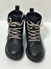 art class Black Combat Lace-Up Zip Ankle Boots Kids Unisex US 2 Man Made Upper