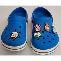 CROCS Crocband Unisex Clogs Blue White Pokemon Jibbitz Eeve Naruto Anime Size J1
