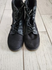 Dr. Martens Boots Kids Size 2 Doc Combs J Combat Lace Up Canvas Zip Black Youth