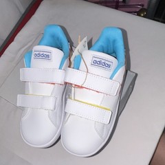 adidas Advantage CF I Rainbow Hook & Loop Sneakers White Multicolor Kids 9K