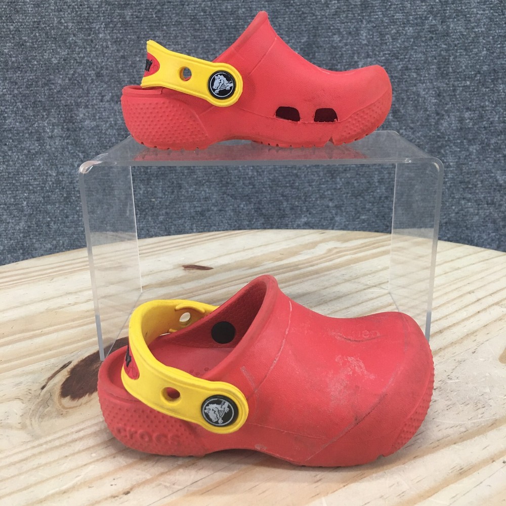 Crocs Shoes Children 6 Mickey Mule Clogs Red Slip On Perforated Closed Toe Flats