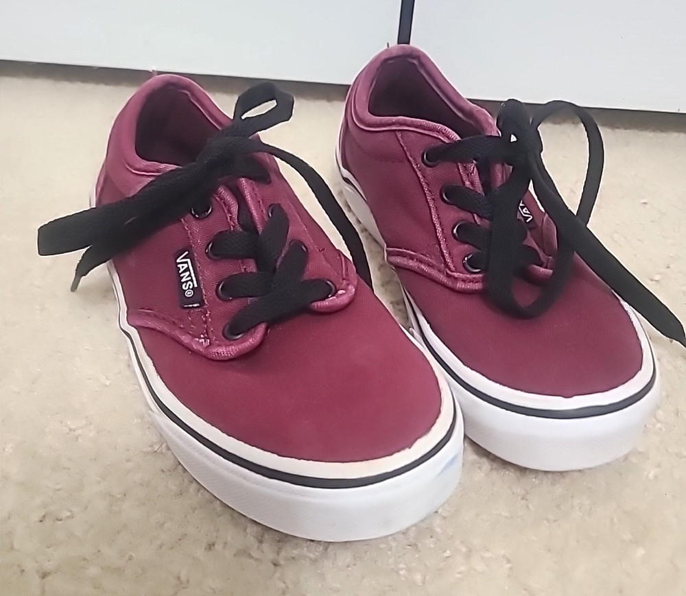 Youth Vans Off The Wall Low Top Sneakers Shoes Maroon Size 11.5 Unisex Kids