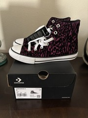 Converse Flock Leopard Print High Top Sneakers-Acai/Black/White-3 US Youth