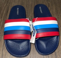 Old Navy Red/white/blue Stripe Slide Sandals Unisex Kids Size 1 – 2