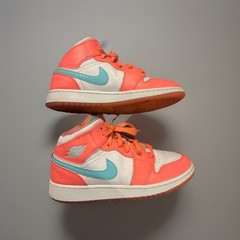 Nike Air Jordan 1 Mid Crimson Pulse Size 6.5Y US – 555112-814 White / Pink/Teal