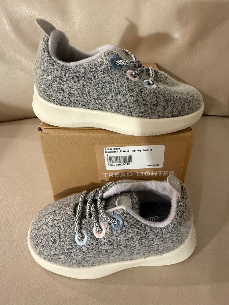Allbirds Smallbirds Dapple Grey Wool Runner Little Kid Shoes T5