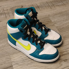 Nike Dunk High GS High Top Colorblock Teal White Yellow Sneakers US 3Y