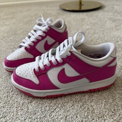 Nike Dunk Pink Low Laser Fuchsia White Shoes Size 5Y FB9109-102 Sneakers