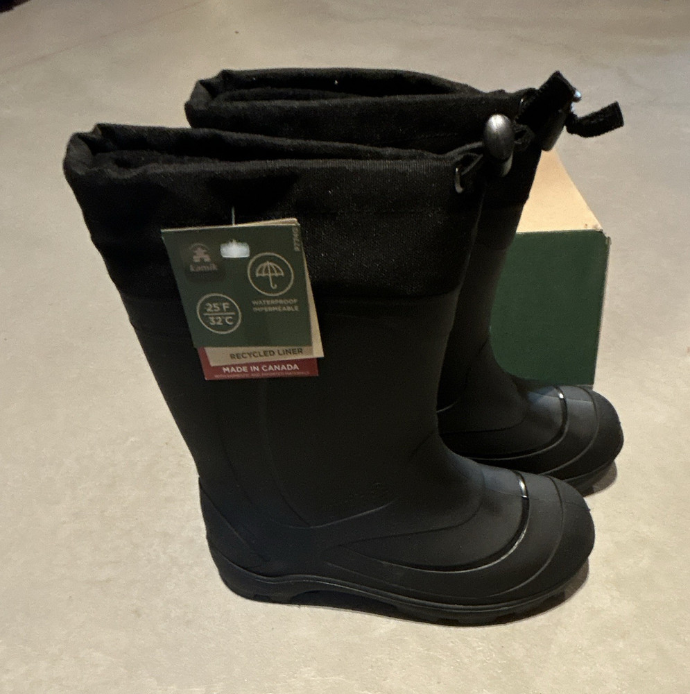 Kamik Snobuster 1 Waterproof Snow Boots Black Unisex Kids US 3 EU 35