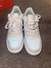 Nike Air Force 1 Low GS White Light Blue Silver Leather Kids 6Y HQ3249-043