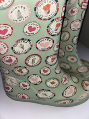 Hunter Original Kids Printed Green Rubber Rain Boots US 12