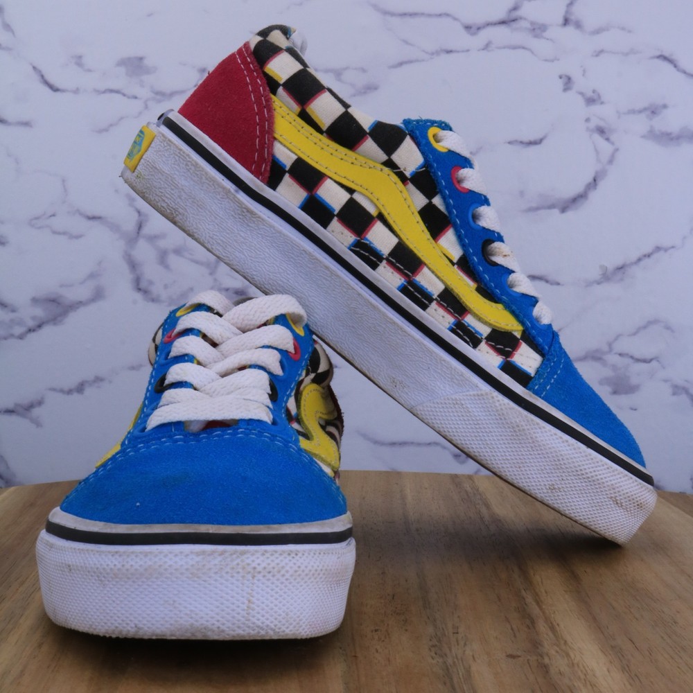 Vans Old Skool Colorshift MTV Pink/Blue/Yellow Checkerboard Low Shoes Kid Sz 12