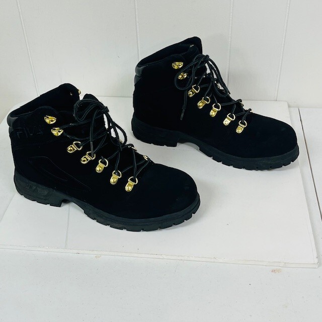 FILA Diviner Boots Toddler Size 11.5 Black Faux Suede Lace Up Hiking Ankle