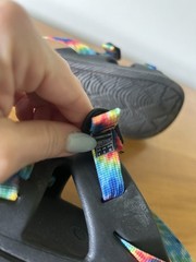 Chaco Chillos Sport Dark Rainbow Tie Dye Big Kids Sandals Sz 4 Ankle Strap Black