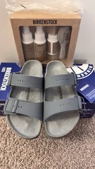 Birkenstock Arizona BS Desert Soil Triples Basalt Gray Size Eur 33 &Cleaning Set