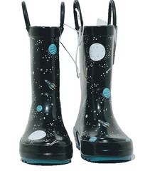 Hudson Baby Kids Rain Boots Space Print Sz 7T|Waterproof Galaxy Planets Designe