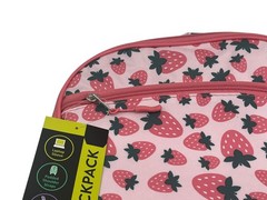 New 16″ Strawberry Print School Backpack Laptop Sleeve Padded Straps Pink