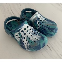 Joybees Kids Clogs Size 8/9 Blue Teal Marble Camo Slip-on NWOT Lightweight EVA