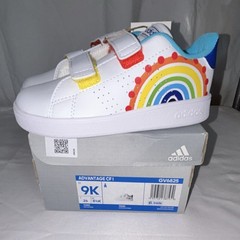 adidas Advantage CF I Rainbow Hook & Loop Sneakers White Multicolor Kids 9K