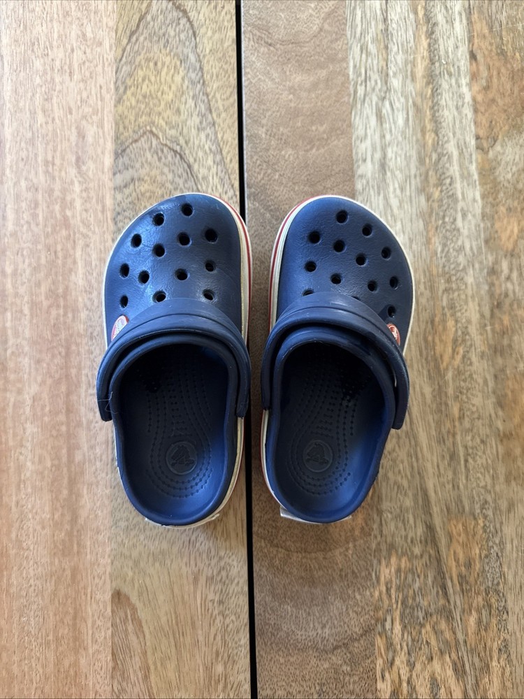 Crocs Kids‘ Crocband Clog Navy Blue Red And White Size 8 C 9