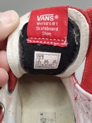 Vans Sk8-Mid Reissue V Kids Red White Canvas Suede Hook & Loop Sneakers US 10.5