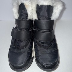 Sorel Kids Whitney II Strap WP black Boots S10 Hook & Loop Straps Snow Fur Lined