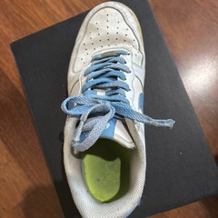 Nike Air Force 1 Low Unisex Kids White/Blue Leather Lace-Up Sneakers US 9.5 M