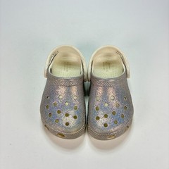 Crocs Classic Glitter Clog White Sparkly Slip On Comfort Shoes 206992 Youth Sz 8
