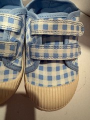 Cat & Jack Blue White Gingham Sneakers Unisex Kids Hook & Loop US 7