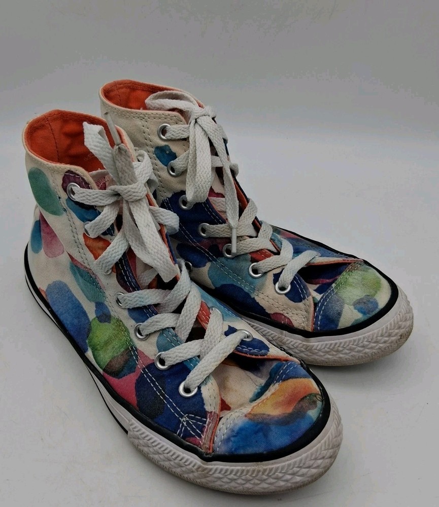 Converse Chuck Taylor Paint Splatter Lace Hi Top Sneakers 656144F Junior Size 3