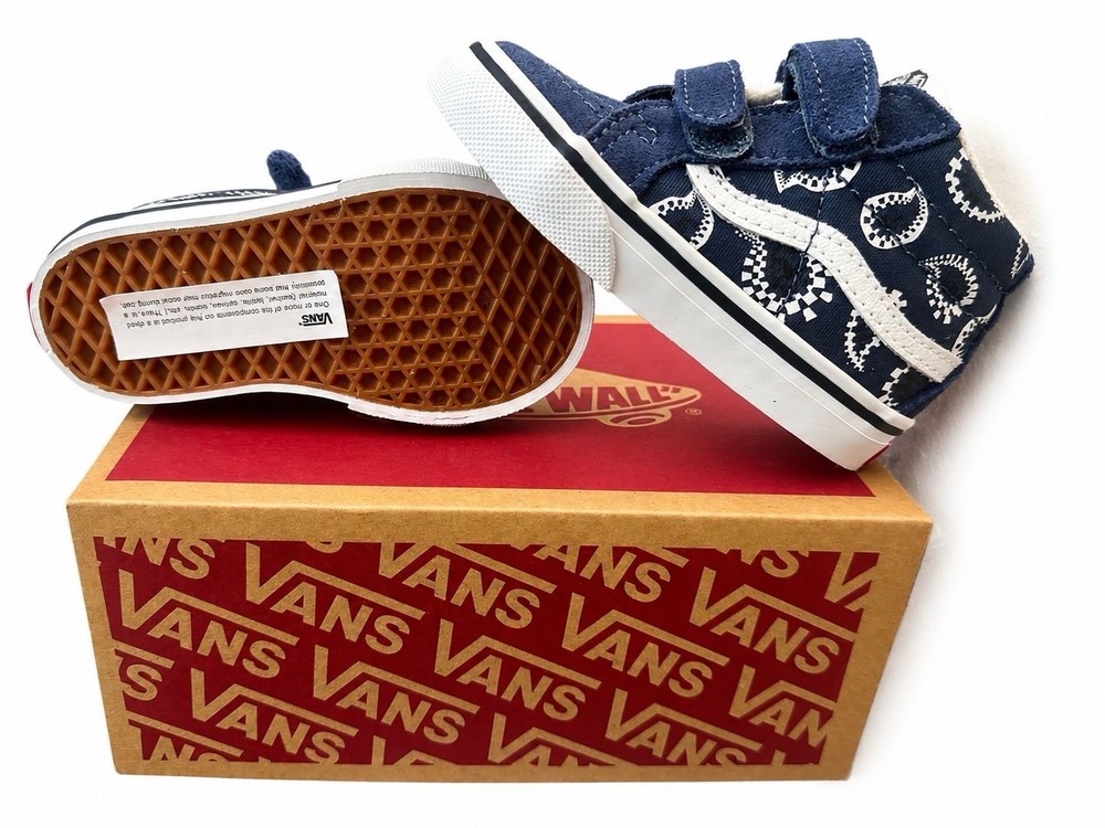 NEW Vans Sk8 Mid Reissue Shoes Check Paisley Kids Size 5.5