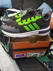 adidas Minecraft Pro J Black Green Youth Size 4.5 Big Kid Sneakers Box JR1967