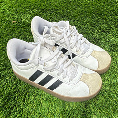 adidas VL Court 3.0 Unisex Kids Sneaker US 1 White/Black Leather Gum
