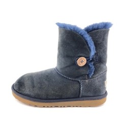 UGG Bailey Button Winter Boots Kids Youth Size 6 EUR 38 Blue Leather Sheepskin