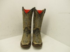 CORRAL Distressed Leather Square Toe Cross Wing Cowboy Boots Sz 2 T Style A1032