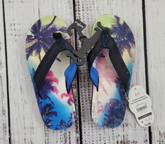 NWT Walmart Comfort Footbed Palm Tree Flip Flops Kids Size 2-3