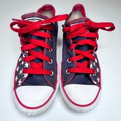 Youth Red White Blue STARS Converse All Star Unisex Sneakers Size 2 USA