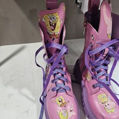 SpongeBob SquarePants Patrick Star Kids Pink Purple Lace-Up Zip Boots Size 6