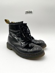 Dr. Martens Glitter 1460 Junior Kids 3 Boots Black Leather Round Toe Combat Boot