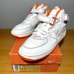 2002 Nike Air Force 1 Mid Sz 6 Y GS White Safety Orange Kobe Rare Vntg Kids