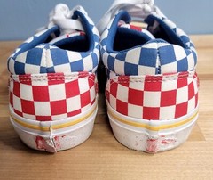 VANS Checkerboard Classic Sneakers Youth Size 2 Unisex Blue Red Yellow Shoes