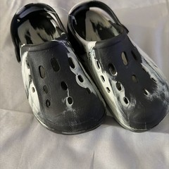Black White Tie Dye Slip-On Clog Sandals Adjustable Strap S DOLGEN20443501L17