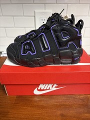 Nike Air More Uptempo Black Action Grape Kids Size 2Y