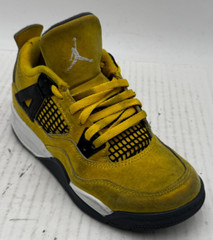 Air Jordan 4 Retro Kids 13 Yellow Black PS Lightning Lace Up Shoes BQ7669-700