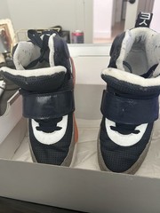 Nike Air Flight YEEZY style High Top Hook & Loop Sneakers Blue/Orange 9.5